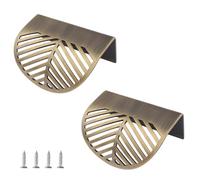 MOROBOR Solid Brass Finger Edge Pull, 2 PCS Leaf Shaped Cabinet Handles Decorative Furniture Handle with Mounting Screws for Cupboard Cabinet Wardrobe Drawer (Bronze)