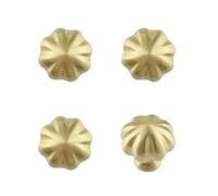 MOROBOR Solid Brass Flower Shape Drawer Knob, 4 Pcs Gold Cabinet Knobs Single Hole Cabinet Hardware Handles with Screws for Cupboard Dresser