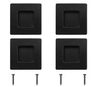 MOROBOR Square Recessed Finger Flush Pulls, 4pcs 50mm Black Stainless Steels Invisible Door Handle for Cabinets, Drawers, Wardrobe