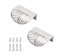 MOROBOR Stainless Steel Finger Edge Pull, 2pcs Leaf Shaped Cabinet Handles, Decorative Furniture Handles with Mounting Screws for Cupboard Cabinet Wardrobe Drawer (Silver)