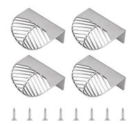 MOROBOR Stainless Steel Finger Edge Pulls, 4pcs Leaf Shaped Cabinet Handles Decorative Furniture Handle with Mounting Screws for Cupboard Cabinet Wardrobe Drawer (Silver)