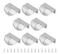 MOROBOR Stainless Steel Finger Edge Pulls, 8pcs Leaf Shaped Cabinet Handles Decorative Furniture Handle with Mounting Screws for Cupboard Cabinet Wardrobe Drawer (Silver)