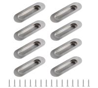 MOROBOR Stainless Steel Side Hole Flush Pull, 8Pcs Oval Invisible Embedded Sliding Door Handle Recessed Finger Pulls with Hidden Screws for Sliding Barn Drawer Cupboard Wardrobe/Brushed Silver