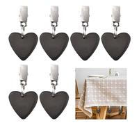 MOROBOR Tablecloth Weights Clips, 6pcs Heart Shape Tablecloth Weights With Stainless Steel Clips for Outdoor Picnic Family Dinner Table Decoration (Black)