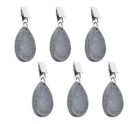 Morobor Tablecloth Weights Clips, 6pcs Tablecloth Weights 0val Shape Stone Table Cloth Weights Metal Clip for Outdoor Picnic Family Dinner Table Decoration (Gray,L)