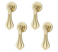 MOROBOR Teardrop Cabinet Pulls,4pcsSolid Brushed Pendant Handles Knob Zinc Alloy Handles Knobs with Mounting Screw for Cabinets Drawer Door Furniture Decorative(Raised Carved Leaves Shape)