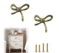 MOROBOR Thick Brass Bow Shape Cabinets Knob, 2pcs Bronze Decorative Drawer Dresser Wardrobe Cabinet Knobs Furniture Accessories Single Hole Handles with Screws