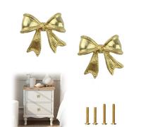 MOROBOR Thick Brass Bow Shape Cabinets Knob, 2pcs Gold Decorative Drawer Dresser Wardrobe Cabinet Knobs Furniture Accessories Single Hole Handles with Screws