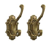MOROBOR Vintage Coat Hooks, 2 Pcs Unique Heavy Duty Wall Hooks Decorative Hook Antique Towel Wall Mounted Hanger for Hanging Clothes, Hats, Bags, Keys (Antique Brass)
