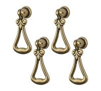 MOROBOR Vintage Cut-Out Pendant Pulls, 4pcs Long Triangular Ring Zinc Alloy Knobs Green Bronze Single Hole Handle for Cabinets Wardrobe Cupboard Closets Drawer Door Furniture Decorative