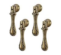 MOROBOR Vintage Pendant Pulls, 4pcs Carved Teardrop-Shaped Zinc Alloy Knobs Green Bronze Single Hole Handle for Cabinets Wardrobe Cupboard Closets Drawer Door Furniture Decorative