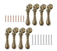 MOROBOR Vintage Pendant Pulls, 8pcs Carved Teardrop-Shaped Zinc Alloy Knobs Green Bronze Single Hole Handle for Cabinets Wardrobe Cupboard Closets Drawer Door Furniture Decorative