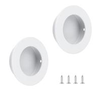MOROBOR White Round Recessed Handle, 2pcs 63mm Large Stainless Steel Sliding Door Pulls Cabinet Handles Invisible Handles with Mounting Screws for Glass Door Cabinet Cupboard Drawer