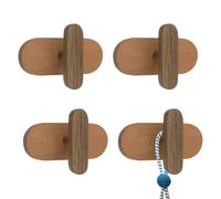 MOROBOR Wooden Hook Wall Mount, 4 Pack Natural Walnut Base with Beech Hooks Rustic Heavy Duty Coat Hat Towel Hanger for Entryway Bathroom Kitchen Bedroom with Screws & Expansion Tubes