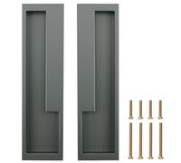 MOROBOR Zinc Alloy Flush Pull Handles, 2pcs Embedded Sliding Door Handle with Hidden Screws, 7.8'' Modern Simple Door Pull Handle for Sliding Barn Drawer Cupboard Wardrobe/Matte Grey