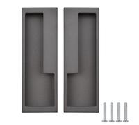 MOROBOR Zinc Alloy Flush Pull Handles, 2pcs Embedded Sliding Door Handle with Hidden Screws, Modern Simple Door Pull Handle for Sliding Barn Drawer Cupboard Wardrobe (Matte Grey)