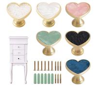 MOROBOR Zinc Alloy Heart-Shaped Knob, 6pcs Cabinets Dresser Drawer Knobs Furniture Wardrobe Bathroom Decorative Pulls Cabinets Door Pull Handle for Living Room Bedroom Kitchen(Multi-Colour)