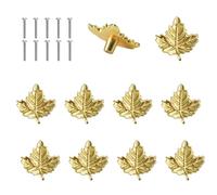 MOROBOR Zinc Alloy Maple Leaf Gold Knobs, 10Pcs Drawer Knob Pull Handle with Screws Hardware Accessories Home Furniture Decorative Kitchen Cabinet Wardrobe Closet Dresser Cupboard