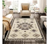 Moroccan Area Rugs for Bedroom, 60x110cm, Traditional Western Aztec Native Ethnic Design Neutral Rug, Ultra-Thin Low Pile Machine Washable Room Decor Carpet for Bedside Lounge