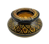 Moroccan Ashtray in Terracotta Hand Painted by Safi Artisans Anti-Odor and Craftsmanship Diam. 17 cm 0412241700 Tunisia Turkey Ethnic of the World