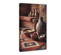 Moroccan Atlas Rug Weaving Canvas Poster Bedroom Decor Landscape Office Room Decor Gift 08x12inch(20x30cm)