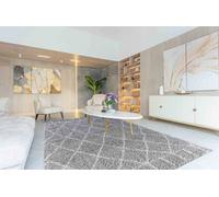 Moroccan Berber Shaggy Rugs Living Room Diamond Design Grey 80X150 Cm