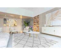 Moroccan Berber Shaggy Rugs Living Room Diamond Design Light Cream 80X150 Cm