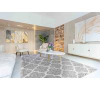 Moroccan Berber Shaggy Rugs Living Room Trellis Grey 80X150 Cm