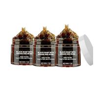 Moroccan Black Beldi Soap, Moroccan Body Scrub, Soap with Argan Oil and Rose, African Soap, Made from Natural Ingredient (Black, 3)