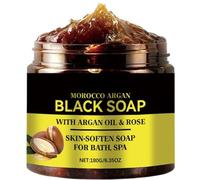 Moroccan Black Soap - Deep Cleaning Exfoliating Moisturising Body Scrub with Argan Oil for Rough & Dry Skin 180g