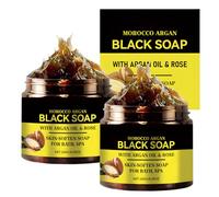 Moroccan Black Soap Moisturising with Argan Oil, Gentle Cleansing, Pack of 2