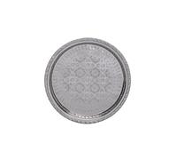 Moroccan Brass Round Silver Serving Tray Nadia Silver ø 32cm | Oriental Decorative Trays and Platters for Teapot Candle or Party Food | Engraved Plates in Morocco Style as Home or Kitchen Decoration