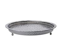 Moroccan Brass Round Silver Serving Tray Nadia Silver ø 37cm | Oriental Decorative Trays and Platters for Teapot Candle or Party Food | Engraved Plates in Morocco Style as Home or Kitchen Decoration