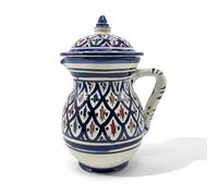 Moroccan Ceramic Jug Hand Painted with 1 Litre Lid 2011242003 Tunisia Turkey Ethnic World