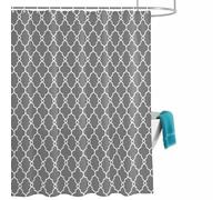 Moroccan Check Shower Curtain for Bathroom, Grey White Geometric Abstract Lines Modern Waterproof Cloth Fabric Bathroom Accessories Set with 12 Rust Proof Plastic Hooks, 72” x 72”
