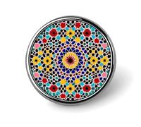 Moroccan Color Badge,Comfort Light in Weight Round Emblem Cute Funny Decor Brooch Smooth Does Not Fade Badges for Hats Jackets Coat Shirt