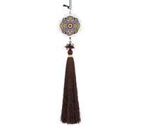 Moroccan Color Car Pendant Sun Catcher Crystal Ornament for Rearview Mirror, Elegant Car Hanging Ornament with Tassel for Home & Office Decor