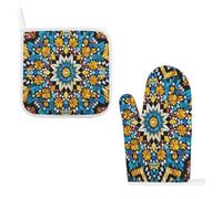Moroccan Color Pattern Oven Mitts and Pot Holders Sets