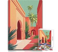 Moroccan Courtyard 1000 Piece Teenager Puzzles Logical Fun Educational Activity Unique Gift with Warm Sentiment Size 50x75cm