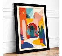 Moroccan Courtyard Modern Framed Wall Art Print A3 (42×29.7cm) Black, Wall Decor for Living Room, Bedroom, Office & Home, Ready to Hang, Art Gift