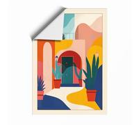 Moroccan Courtyard Modern Unframed Wall Art Print A4 (29.7×21cm), Wall Decor for Living Room, Bedroom, Office & Home, Art Gift