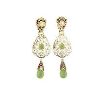 Moroccan Crystal Drop Earrings, Water Droplet Shape Wedding, Traditional Arab Ethnic Earrings for Women(Mint)