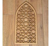 Moroccan Decorative Laser Cut Gothic Style Arch Screen Wall Sculpture Panel wall Decorative Screening-grille- Perforated MDF panel (1200x600mm) 07 (6mm Primed WHite)