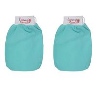 Moroccan Exfoliating Kessa Glove Blue Hammam Scrub Mitt Made in Morocco Premium Quality Reusable Helps Cleanse Skin, Remove Fake Tan and Ingrown Hair (Pack of 2)