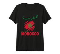 Moroccan Flag Pride Distressed in Arabic Full Map of Morocco Premium T-Shirt