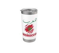 Moroccan Flag Pride Distressed in Arabic Full Map of Morocco Stainless Steel Insulated Tumbler