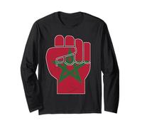 Moroccan Flag Raised Fist Patriotic Morocco Apparel Long Sleeve T-Shirt