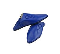 Moroccan genuine leather slippers handmade by the best artisans of Marrakech, Fluoro Blue, 9.5 UK