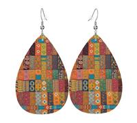 Moroccan Geometric Leather Earrings For Women Dangle, Piercing Teardrop Earrings Lightweight Jewelry Gifts For Women Girls
