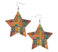 Moroccan Geometric Star Shape Earrings, Modern Dangle Earrings, Women's Statement Jewelry for Office Daily